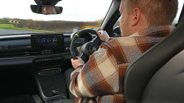 Ellis Hyde driving the Abarth 600e Scorpionissima